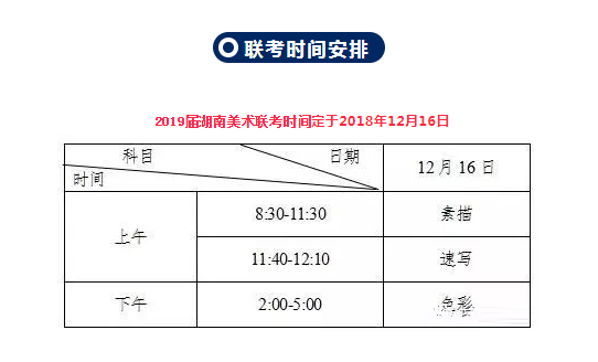 2019年湖南美術(shù)聯(lián)考時間安排預(yù)計