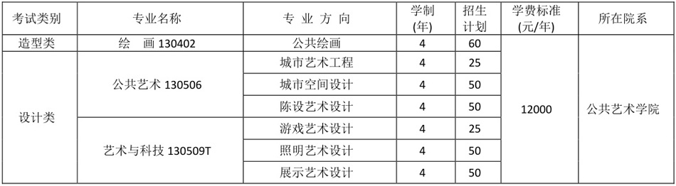 四川美術(shù)學(xué)院2019年本科專業(yè)招生計(jì)劃