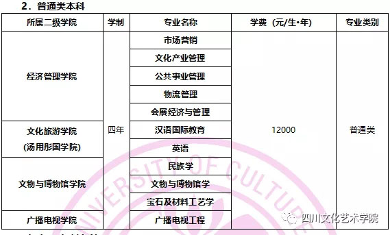 四川文化藝術學院2020年四川省招生簡章