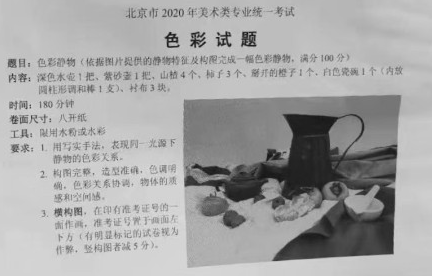 2020年北京美術聯考考題匯總