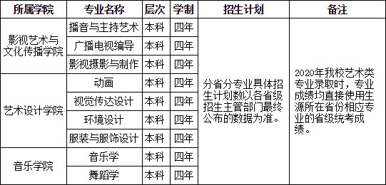 長沙學院2020年藝術類招生簡章