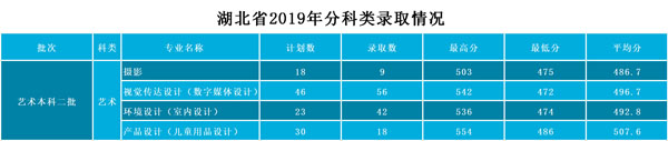 武昌工學院2019年藝術類本科專業錄取分數線