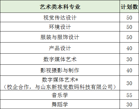 山東女子學(xué)院2020年山東省藝術(shù)類本科專業(yè)招生計(jì)劃